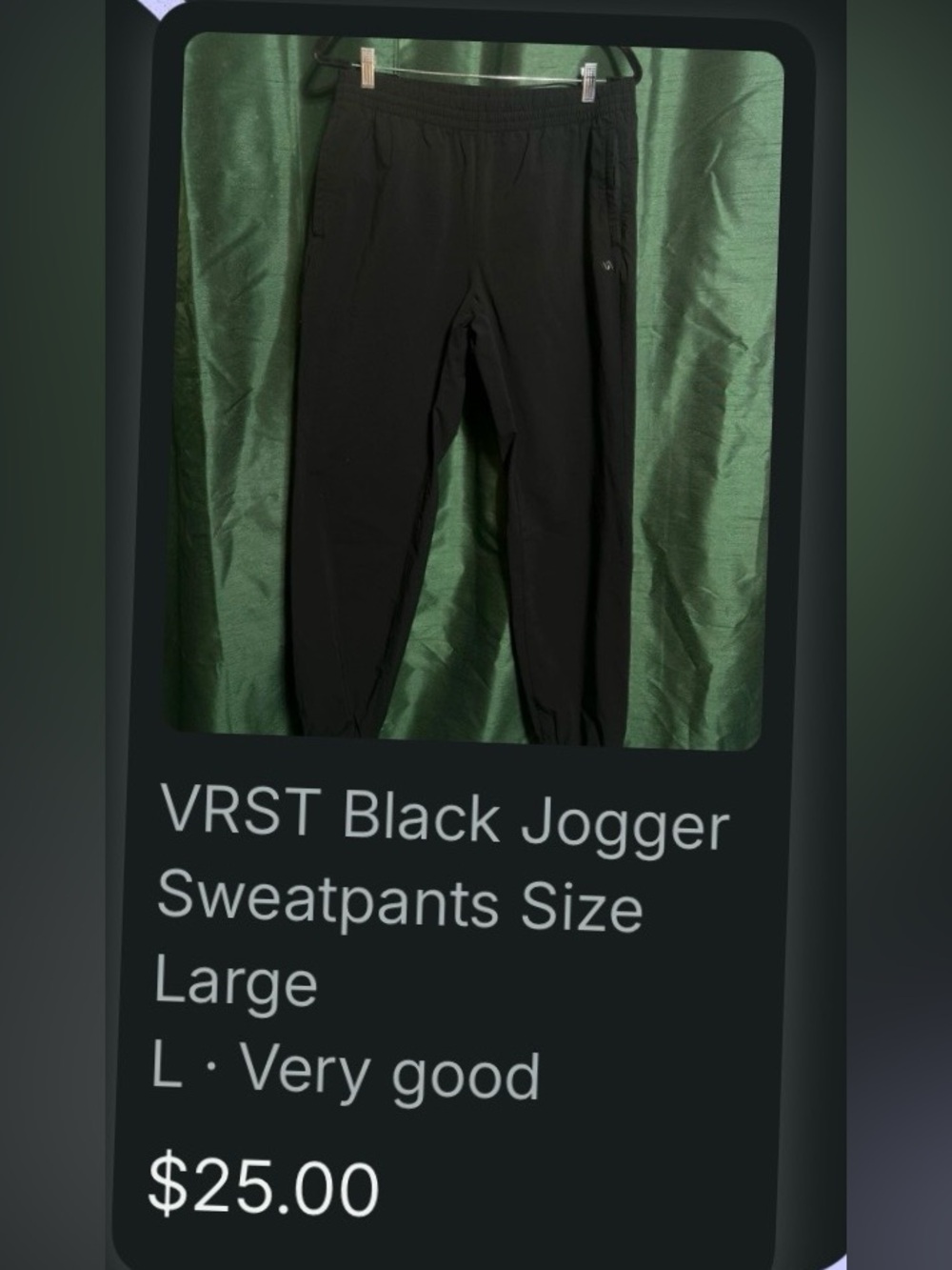 VRST Black Jogger Sweatpants size large